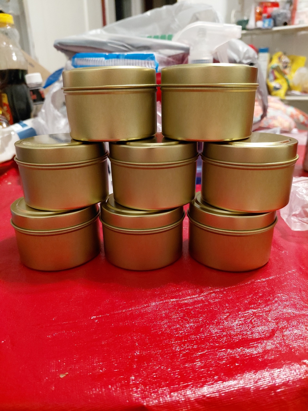 Pack of 8 Gold Tone Multi Use TINS